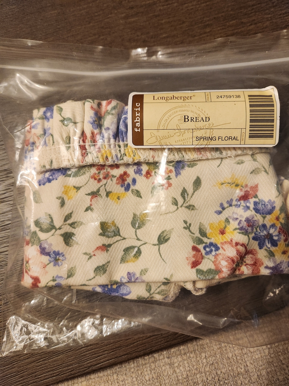 Longaberger Spring Floral Fabric - Cream with Blue, Yellow & Pink Flowers